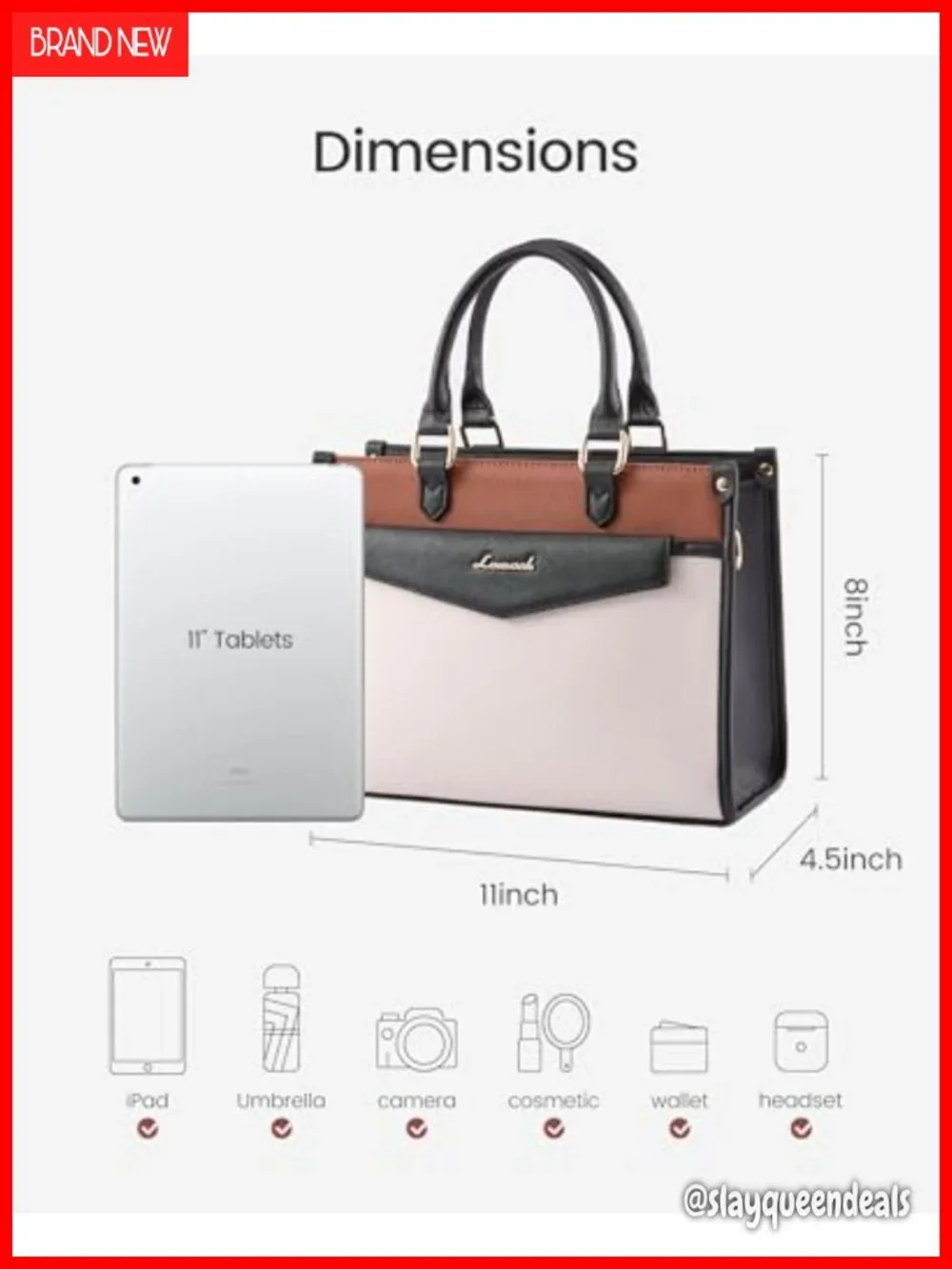 PU Leather Satchel Tote Purse with Crossbody Strap